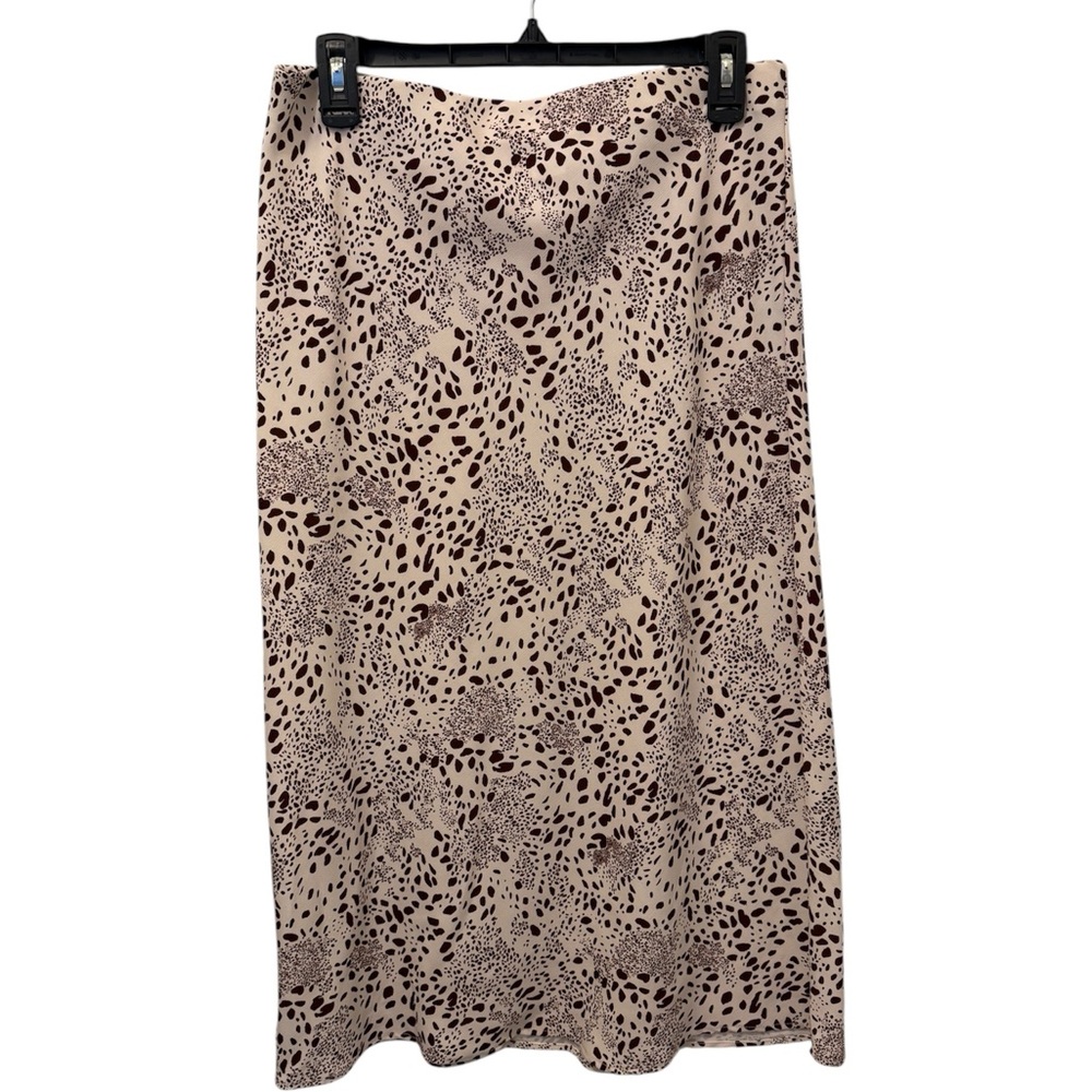Skies Are Blue Cream and Brown Midi Skirt